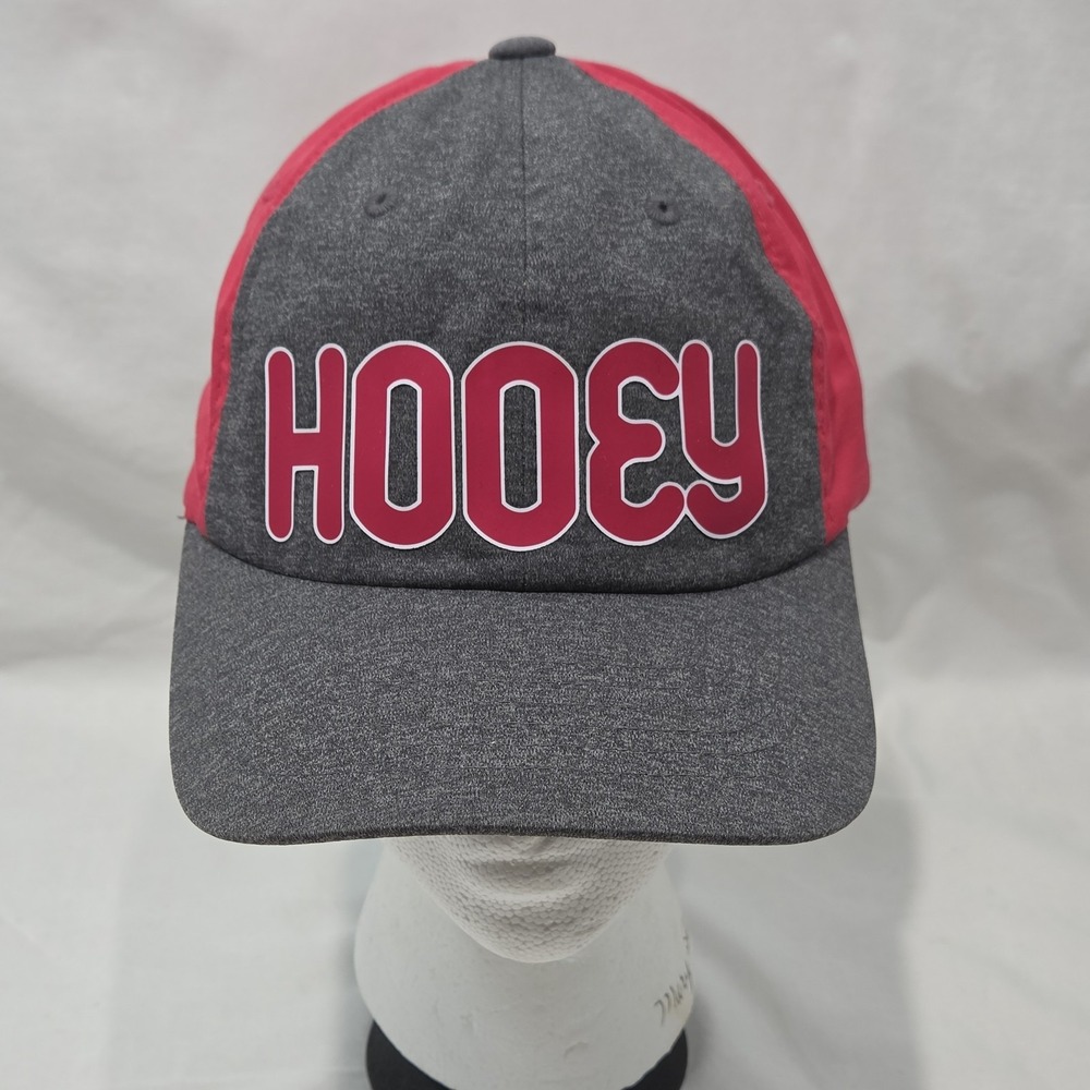 Hooey Womens OS Adjustable Trucker Cap Gray Pink Spell Out Logo Strap Back